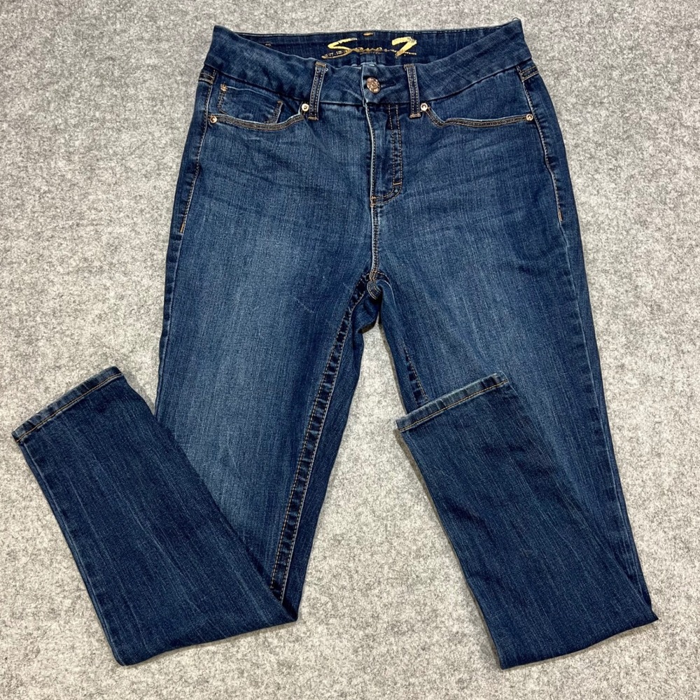 Seven7 Womens Skinny Jeans High Rise Tummyless‎ Dark Wash Size 8